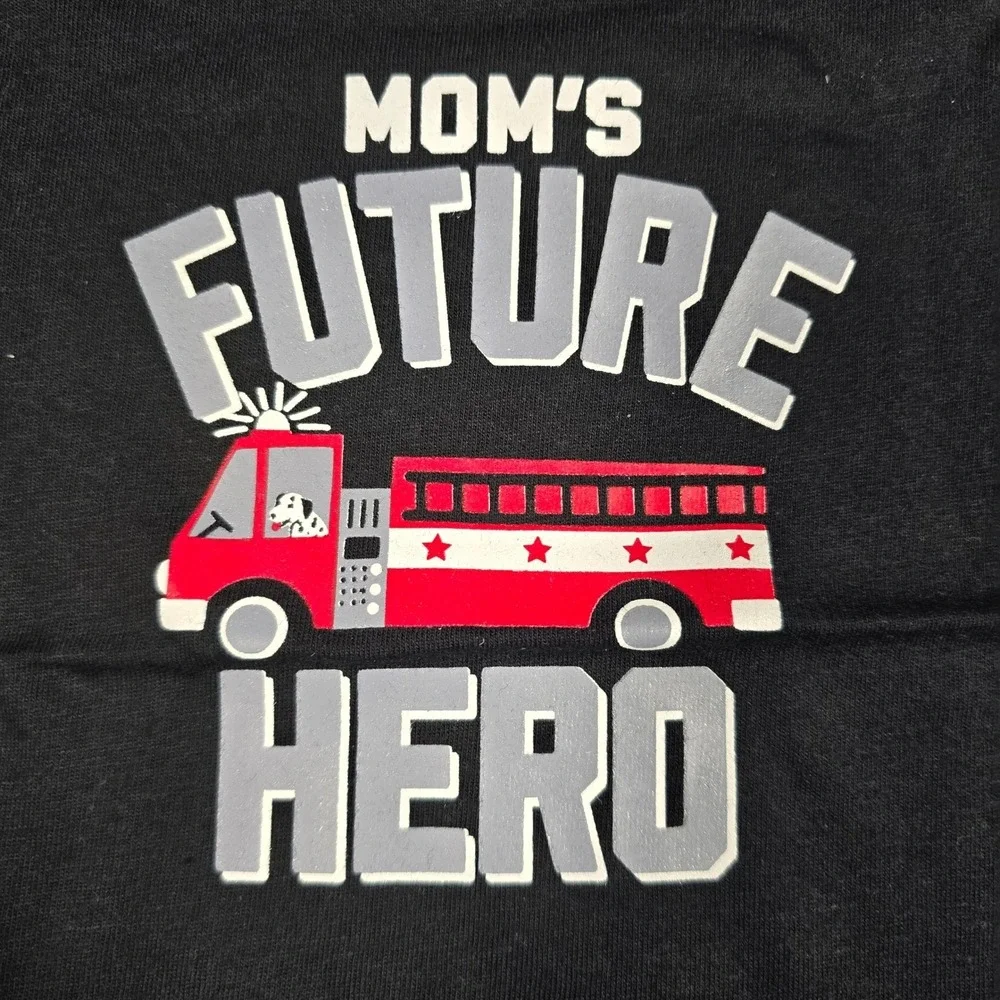 Children's Place Baby Boys 3-6M‎ Black Moms Future Hero Fire Truck Bodysuit NWT